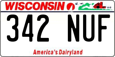 WI license plate 342NUF