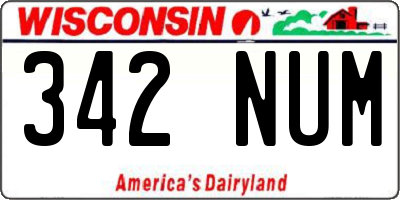 WI license plate 342NUM