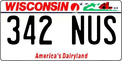 WI license plate 342NUS