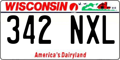 WI license plate 342NXL