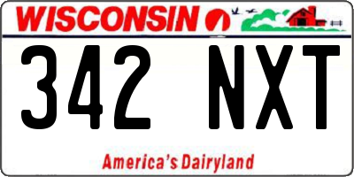 WI license plate 342NXT