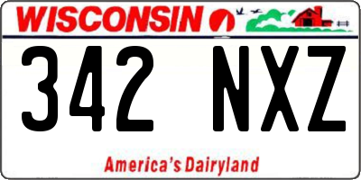 WI license plate 342NXZ
