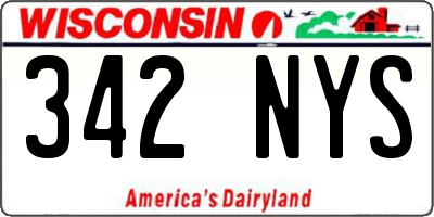 WI license plate 342NYS