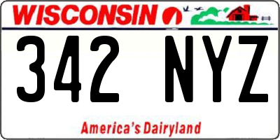 WI license plate 342NYZ