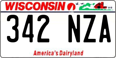 WI license plate 342NZA