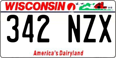 WI license plate 342NZX
