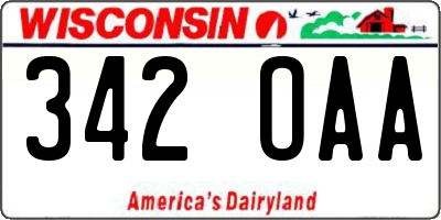 WI license plate 342OAA