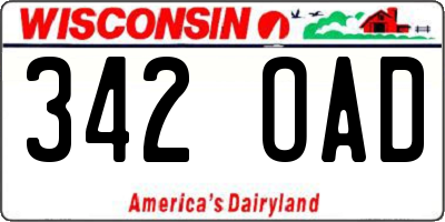 WI license plate 342OAD