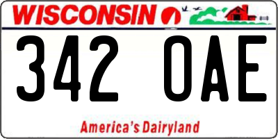 WI license plate 342OAE