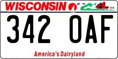 WI license plate 342OAF