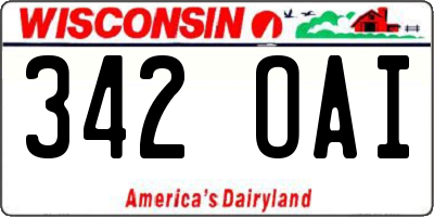 WI license plate 342OAI