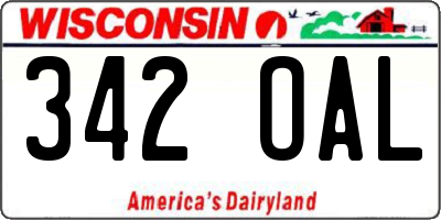 WI license plate 342OAL