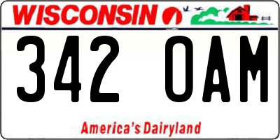 WI license plate 342OAM