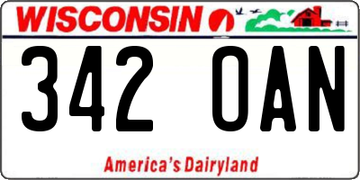 WI license plate 342OAN
