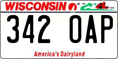 WI license plate 342OAP