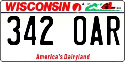 WI license plate 342OAR