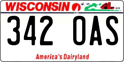 WI license plate 342OAS