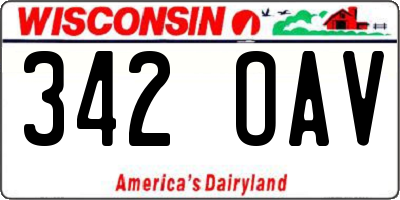 WI license plate 342OAV