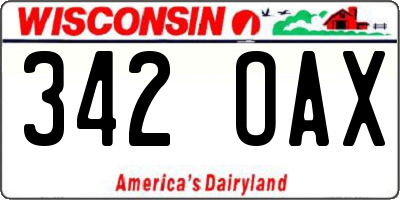WI license plate 342OAX