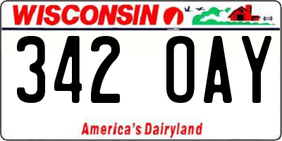 WI license plate 342OAY