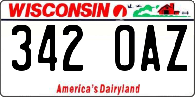 WI license plate 342OAZ