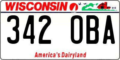 WI license plate 342OBA