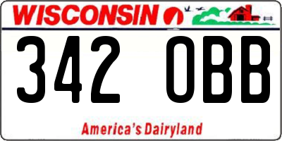 WI license plate 342OBB