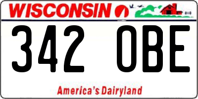 WI license plate 342OBE