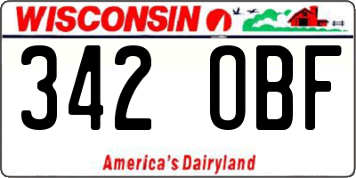 WI license plate 342OBF