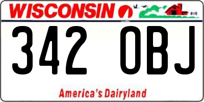 WI license plate 342OBJ