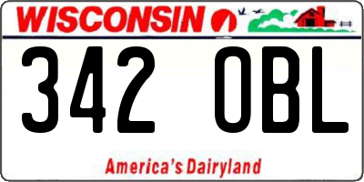 WI license plate 342OBL