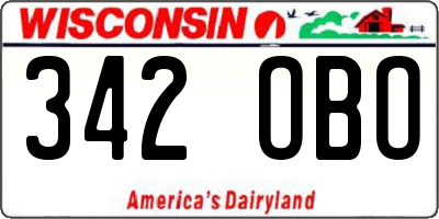 WI license plate 342OBO