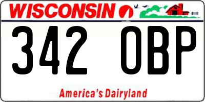 WI license plate 342OBP