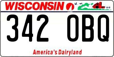 WI license plate 342OBQ