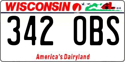 WI license plate 342OBS