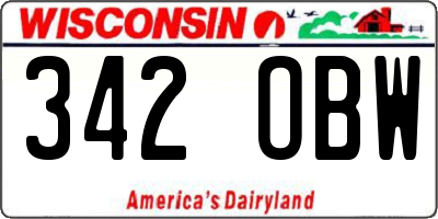 WI license plate 342OBW