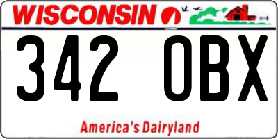 WI license plate 342OBX