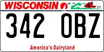 WI license plate 342OBZ