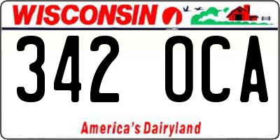 WI license plate 342OCA