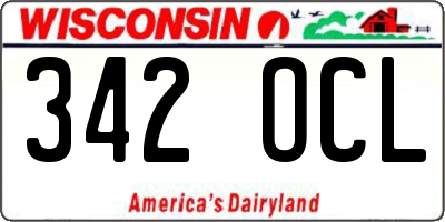WI license plate 342OCL