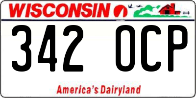 WI license plate 342OCP