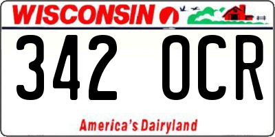 WI license plate 342OCR