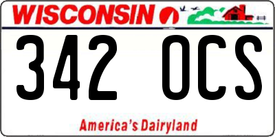WI license plate 342OCS