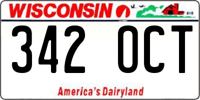 WI license plate 342OCT