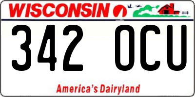 WI license plate 342OCU
