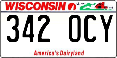 WI license plate 342OCY