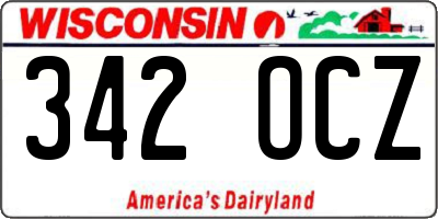 WI license plate 342OCZ