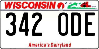WI license plate 342ODE