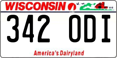 WI license plate 342ODI