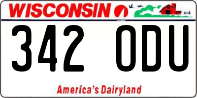 WI license plate 342ODU